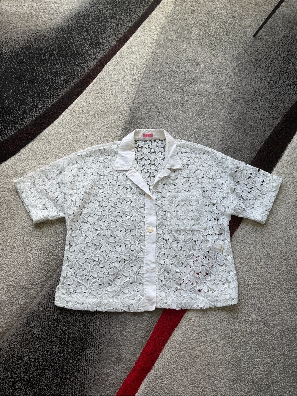 Kate Spade White Floral Lace Oversized Button Front Shirt